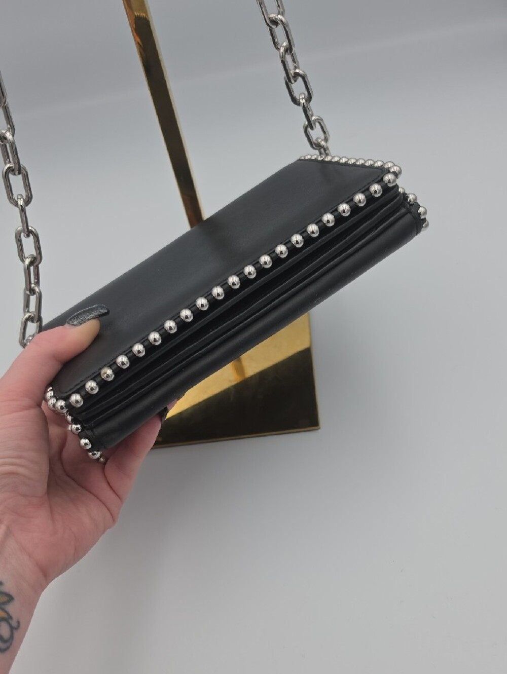Alexander Wang Attica Biker Silver Chain Flap Stud Small Crossbody Bag (EUC)🖤🩶 - Picture 8 of 16